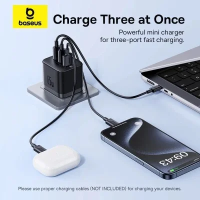 Baseus Palm Fast Charger 2C+U 65W - Cluster Black